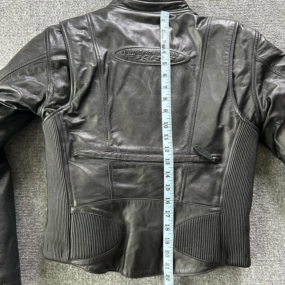 Harley Davidson FXRG Jacket Womens Medium Black Leather Motorcycle Armored‎